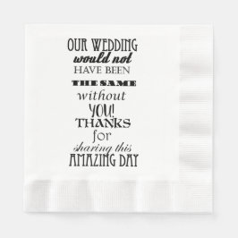 Servilleta De Papel Mensaje de agradecimiento de nuestro Boda