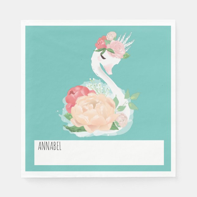 Servilleta De Papel Mensaje de almuerzo escolar personalizado de Swan  (Anverso)