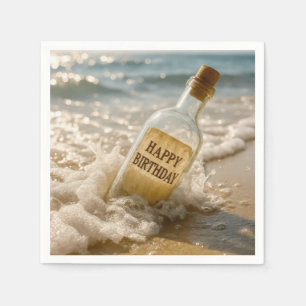 Servilleta De Papel Mensaje de Feliz Cumpleaños en una Botella