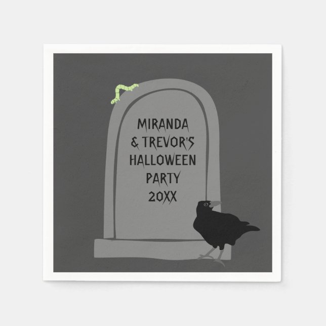 Servilleta De Papel Mensaje personalizado Tombstone Headstone Hallowee (Anverso)