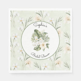 Servilleta De Papel Menta Blanca Crema Hibisco Orquídea Floral Bridal 