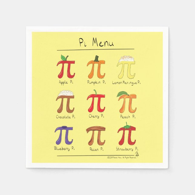 Servilleta De Papel Menú Pi Cuto Math Pi Day Fiestas Napkins (Anverso)