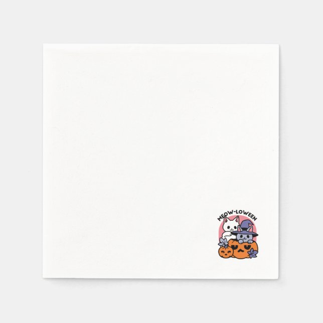 Servilleta De Papel Meow-Loween - Diseño de felinos Halloween (Anverso)