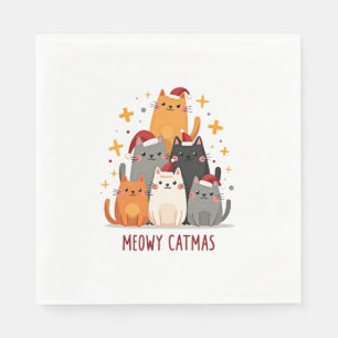 Servilleta De Papel Meowy Catmas Gato Navidad Árbol Navidad (1)