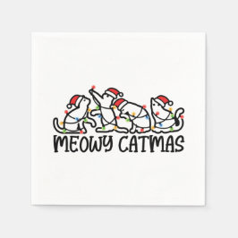 Servilleta De Papel Meowy Catmas Graciosa Temporada de Navidad en Sant