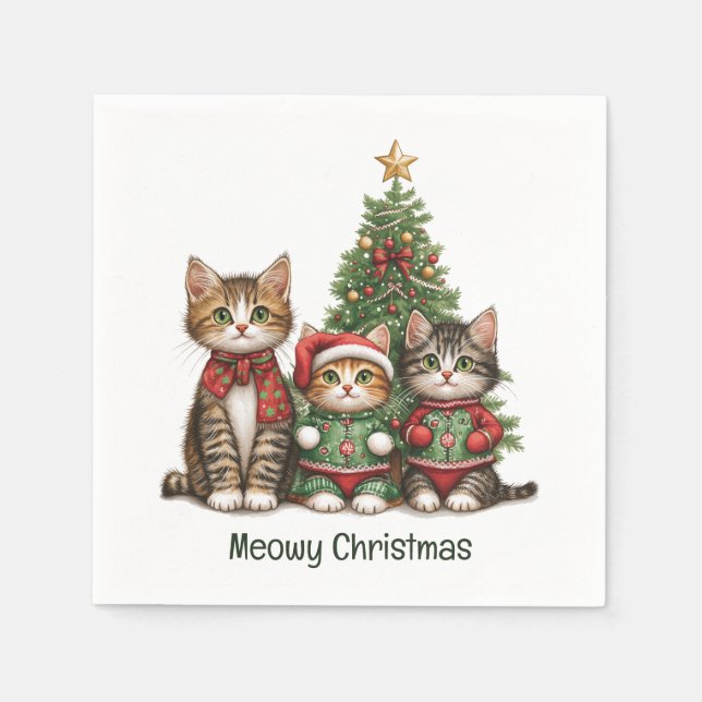 Servilleta De Papel Meowy Navidades Cats (Anverso)