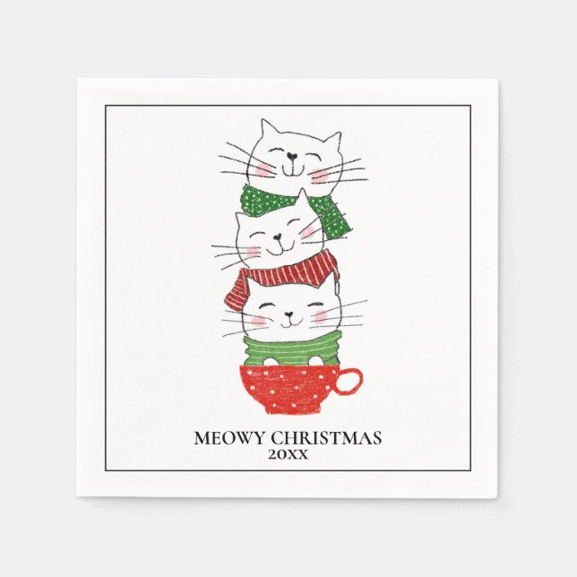 Servilleta De Papel Meowy Navidades Personalizado Copa de Gatos Cuesta (Anverso)
