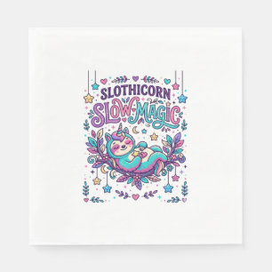Servilleta De Papel Mercado Colorido de Magia Lenta Unicornio Slothico