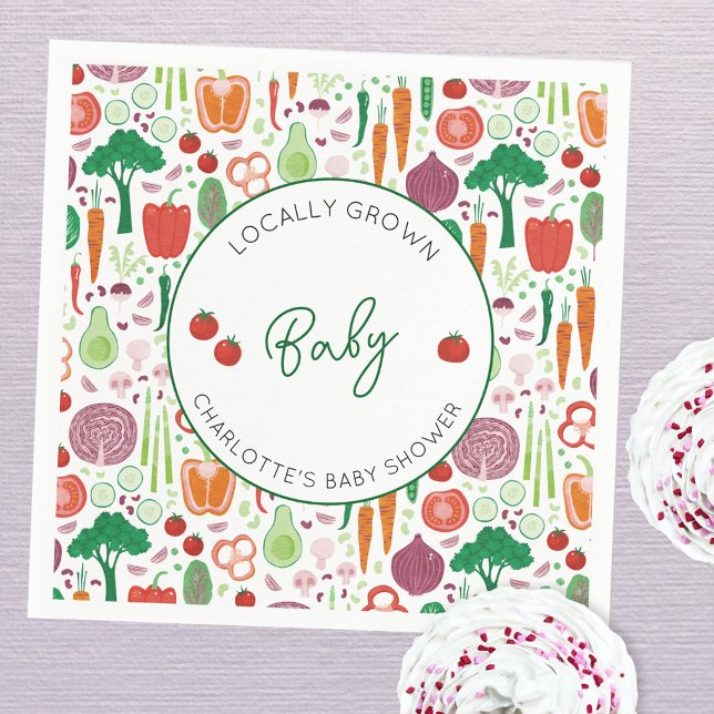 Servilleta De Papel Mercado de agricultores Baby Shower de producción  (Farmers market locally grown baby personalized baby shower party paper napkins)