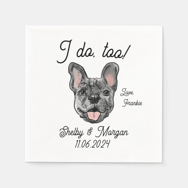 Servilleta De Papel Merle French Bulldog Boda Cocktail Napkin (Anverso)