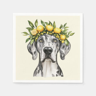 Servilleta De Papel Merle Great Dane Dog Lemon Crown