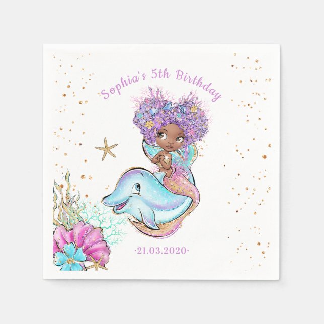 Servilleta De Papel Mermaid Baby Shower Napkins (Anverso)