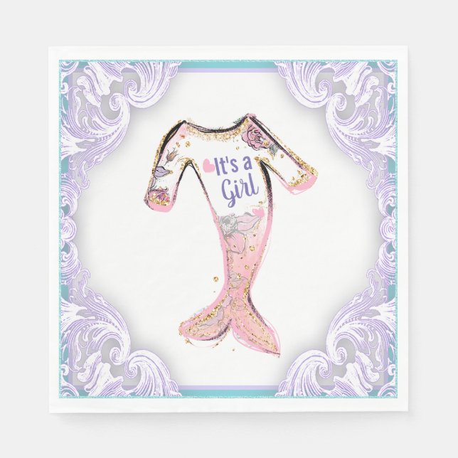 Servilleta De Papel Mermaid Baby Shower Napkins (Anverso)