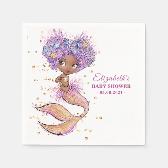 Servilleta De Papel Mermaid Baby Shower Napkins (Anverso)