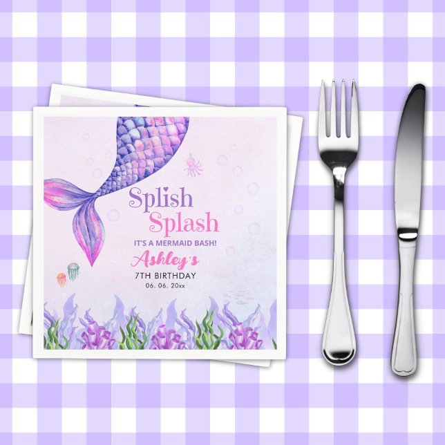 Servilleta De Papel Mermaid Birthday Party Napkins for Girls (Subido por el creador)