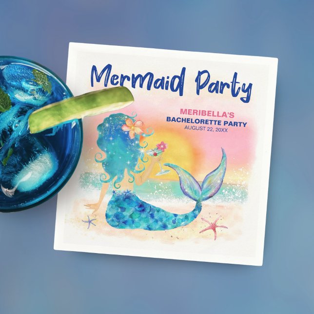 Servilleta De Papel Mermaid Coctail Tropical Beach Bachelorette (Subido por el creador)