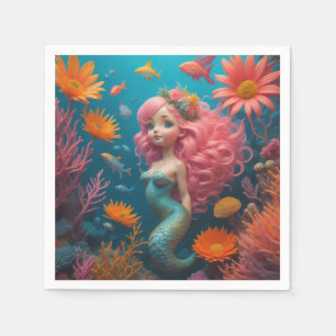 Servilleta De Papel Mermaid Cute Rosa