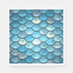 Servilleta De Papel Mermaid Fish Scales Napkins Turquoise