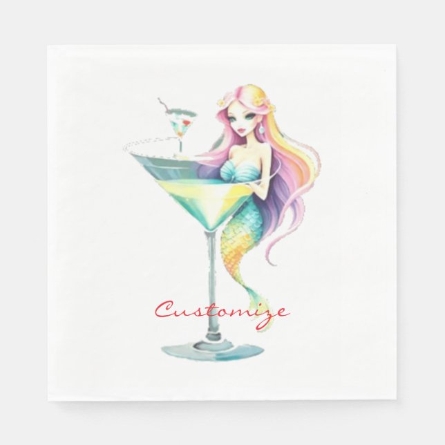 Servilleta De Papel Mermaid Martini Chica Thunder_Cove (Anverso)