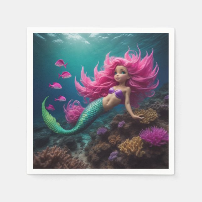 Servilleta De Papel Mermaid Pink (Anverso)