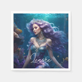 Servilleta De Papel Mermaid Purple Hair