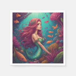 Servilleta De Papel Mermaid Red