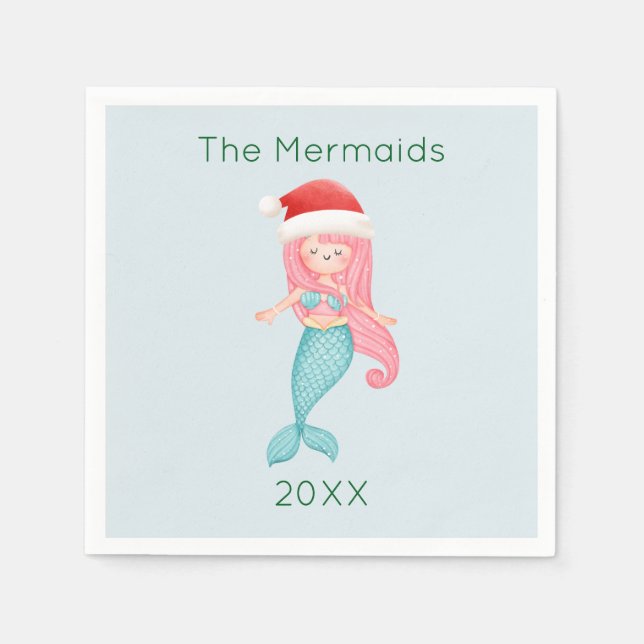 Servilleta De Papel Mermaid Santa Navidades (Anverso)