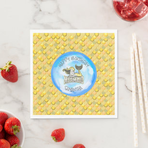 Servilleta De Papel Mermaid Sea Yellow Scales Napkins