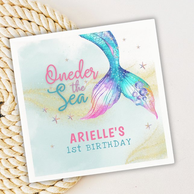 Servilleta De Papel Mermaid Tail Onder the sea 1st birthday (Subido por el creador)