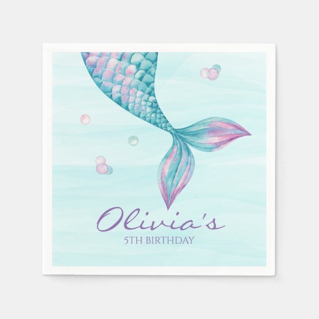 Servilleta De Papel Mermaid Tail Under Sea Birthday Napkins (Anverso)