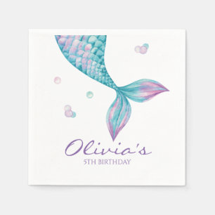 Servilleta De Papel Mermaid Tail Under Sea Birthday Napkins