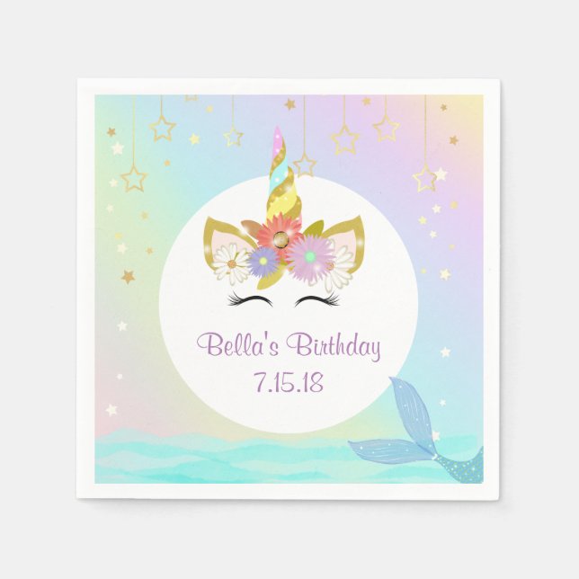 Servilleta De Papel Mermaid Unicorn Paper Napkins (Anverso)