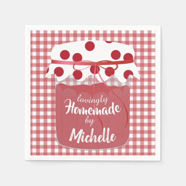 Servilleta De Papel Mermelada casera personalizada y cuadros (Anverso)