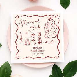 Servilleta De Papel Merry and Bride Whimsical Holiday Bridal Shower