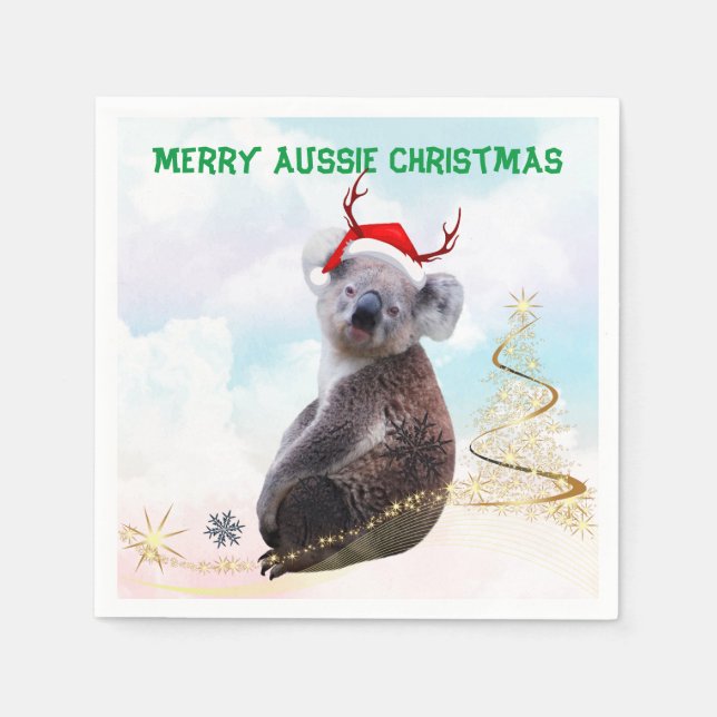 Servilleta De Papel Merry Aussie Navidades Koala (Anverso)