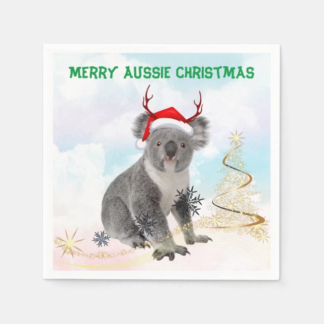 Servilleta De Papel Merry Aussie Navidades Koala (Anverso)