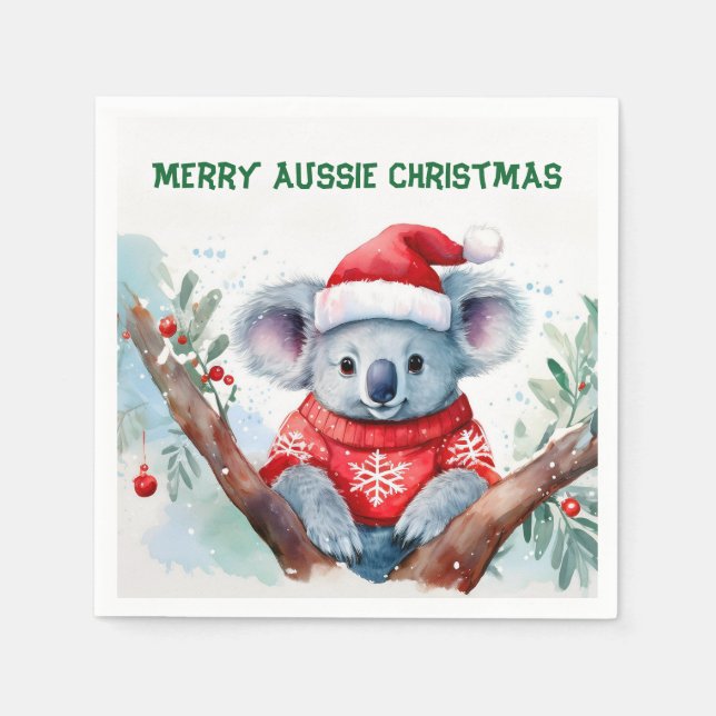 Servilleta De Papel Merry Aussie Navidades Koala (Anverso)