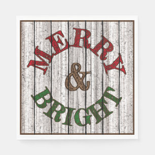 Servilleta De Papel Merry & Bright On Weathered Wooden Planks Pattern