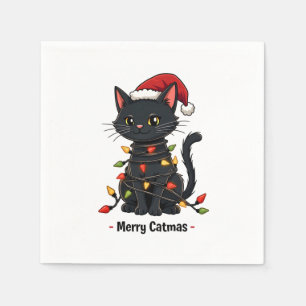 Servilleta De Papel Merry Catmas Navidades divertidos felinos