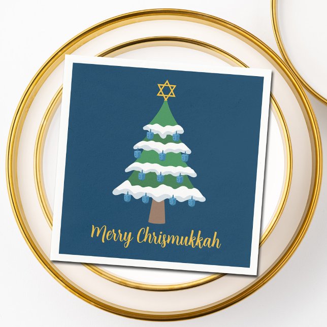 Servilleta De Papel Merry Chrismukkah Cute Hanukkah Christmas Tree (Subido por el creador)