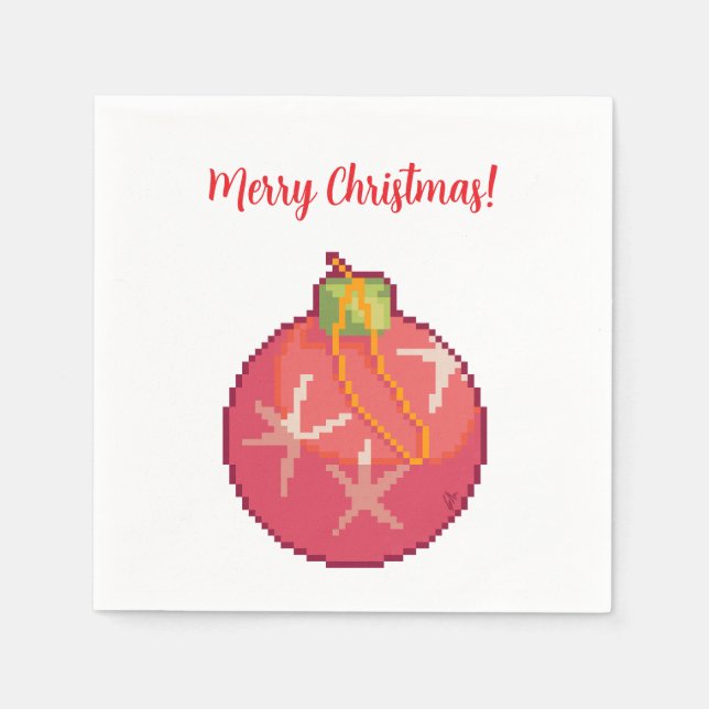 Servilleta De Papel Merry Christmas Ball, Pixelart  (Anverso)