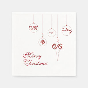 Servilleta De Papel Merry Christmas Berry Red Monogram Bauble Square