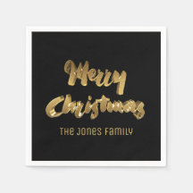 Merry Christmas Black Gold Typography