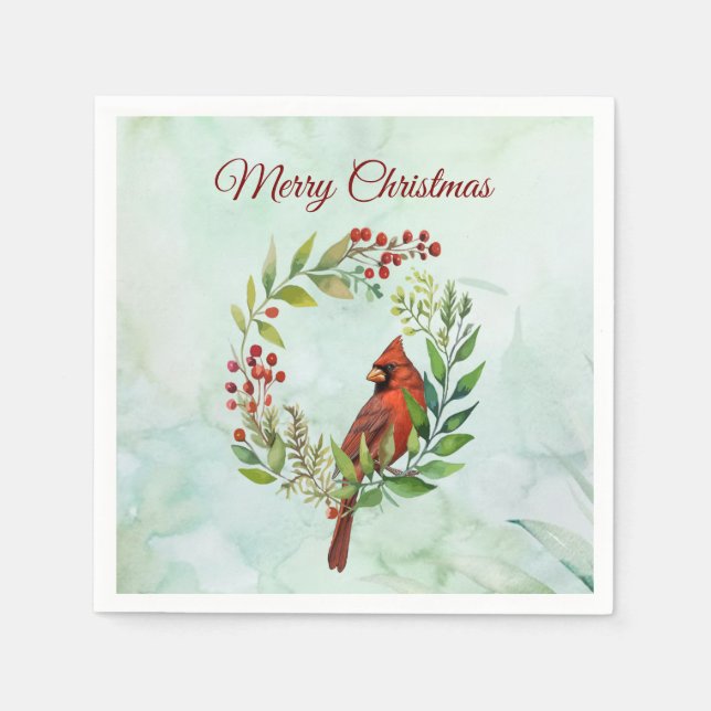 Servilleta De Papel Merry Christmas Classic Cardinal  (Anverso)