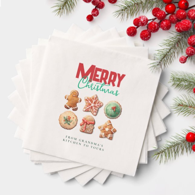 Servilleta De Papel Merry Christmas Cute Cookies Holiday Baking Party (Subido por el creador)