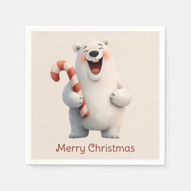 Servilleta De Papel Merry Christmas Cute Polar Bear Design (Anverso)