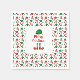 Servilleta De Papel Merry Christmas Elf Set Pattern Red Green