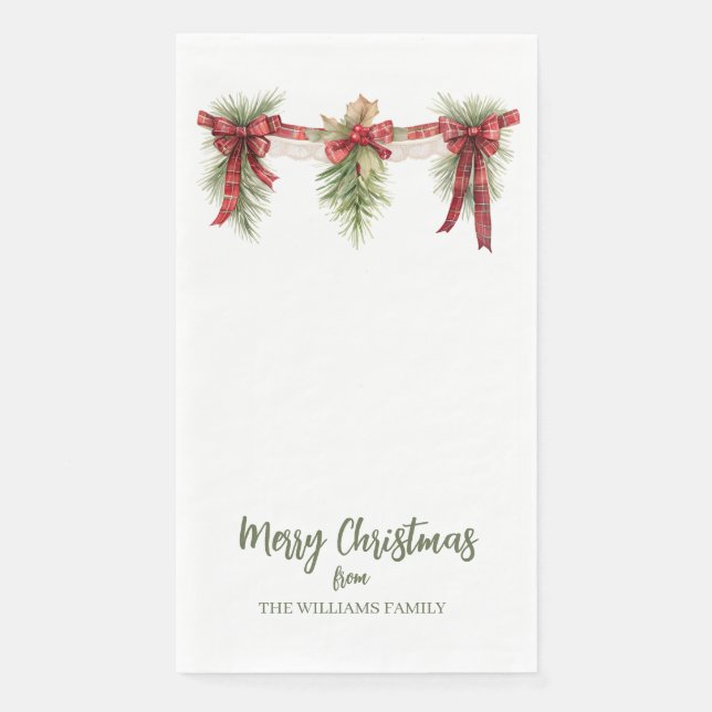 Servilleta De Papel Merry Christmas Garland Paper Guest Towels (Anverso)