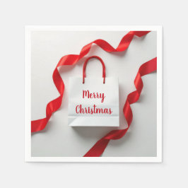 Servilleta De Papel Merry Christmas Gift Bag With Red Ribbons