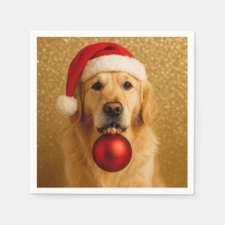 Servilleta De Papel Merry Christmas Golden Retriever card.